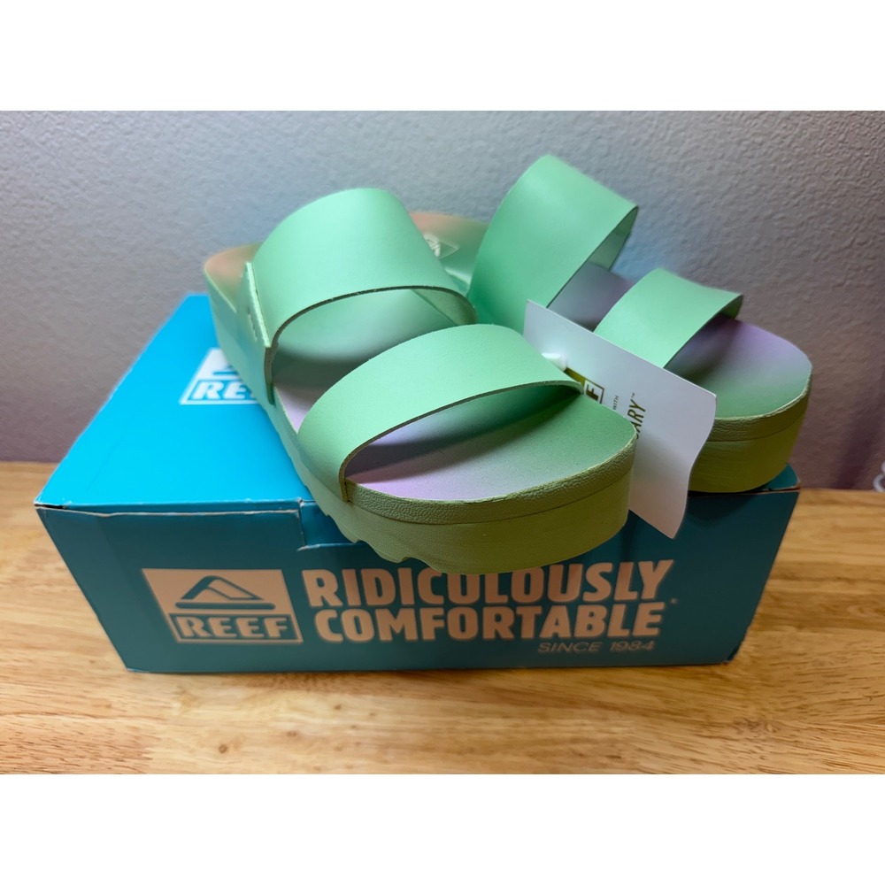 Reef x Sanctuary Virgo Women 8 Mint Green Purple Ombre Slide Sandals NIB